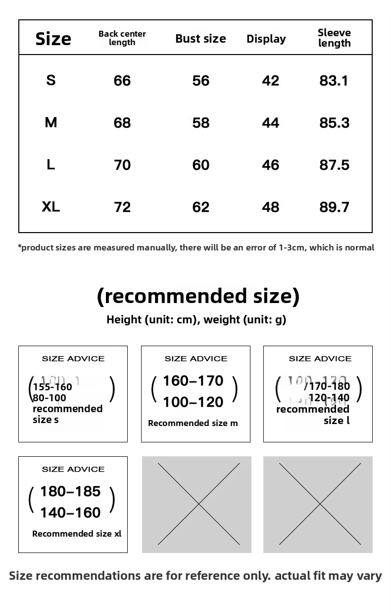 Raglan t-shirt size chart with measurements
