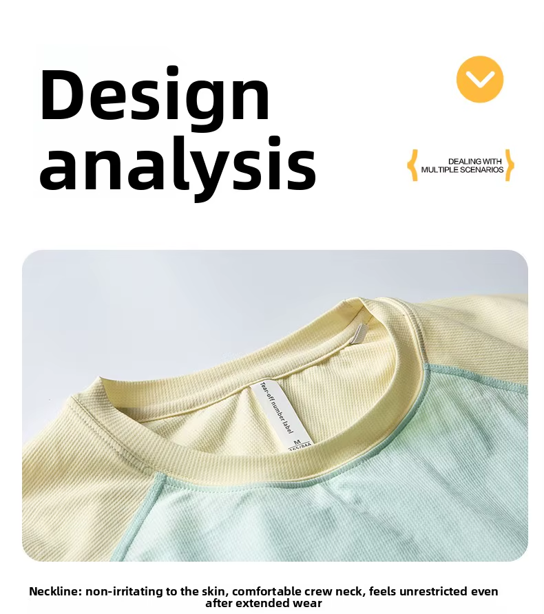Raglan t-shirt neckline detail with label