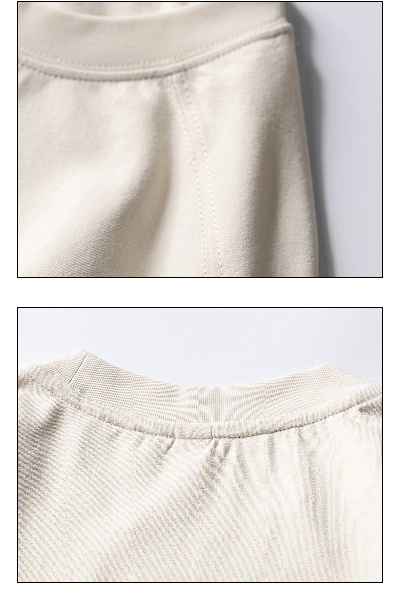 Beige sweatshirt hem stitching detail
