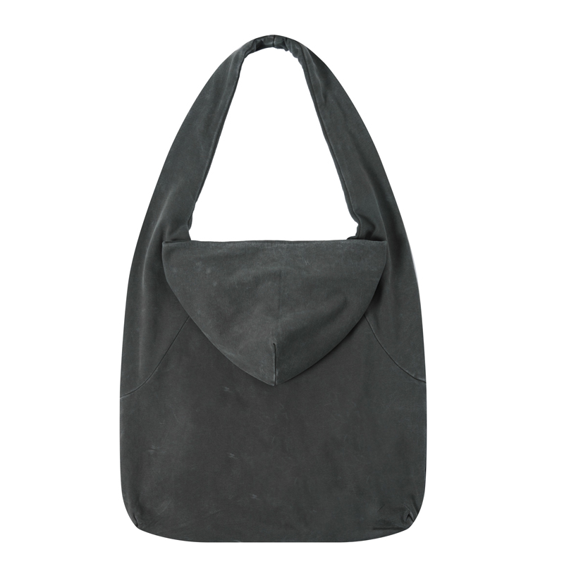 Dark Grey Hoodie Style Canvas Tote Bag