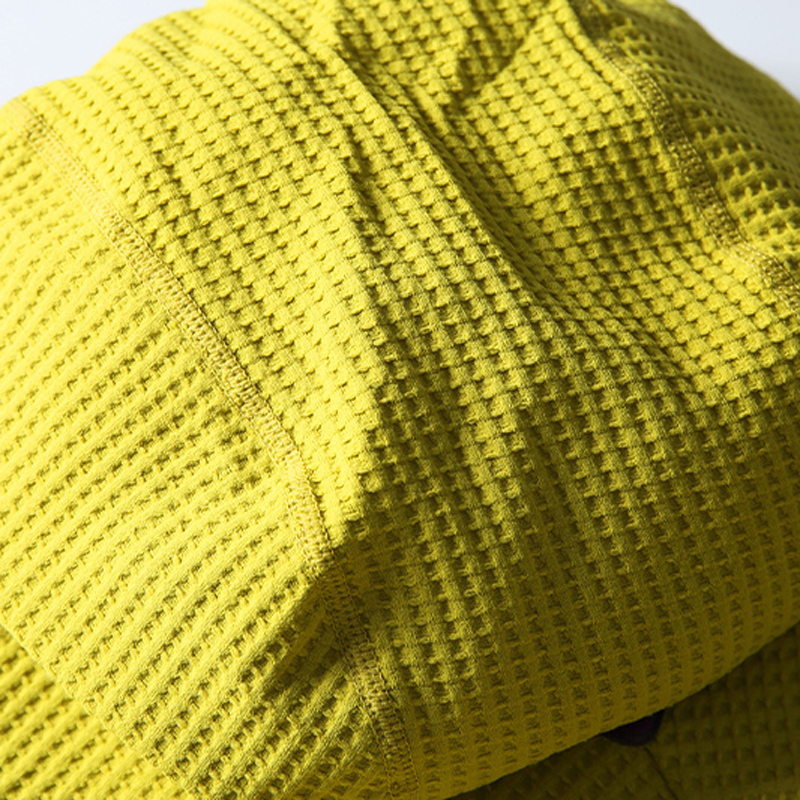 Mustard Yellow Waffle Hoodie Fabric Detail