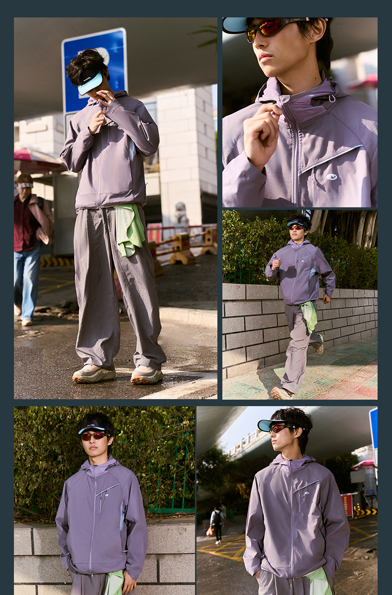 Purple Outdoor Windbreaker Multi-scene Collage