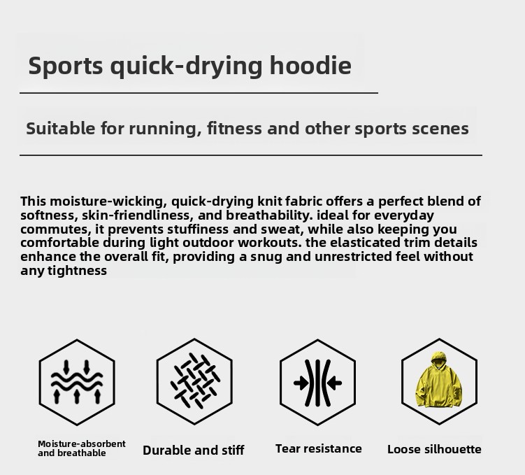 Sports Quick-Drying Hoodie Feature Infographic