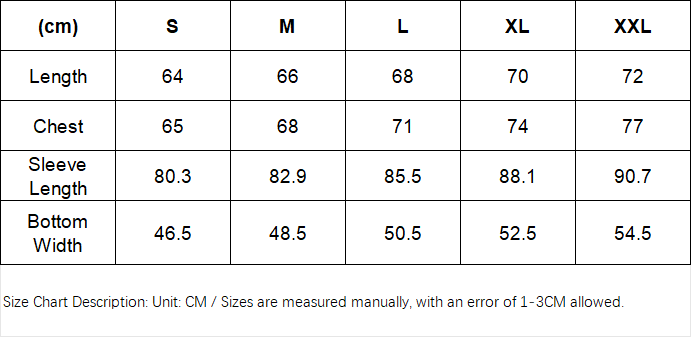 Windbreaker Jacket Size Chart