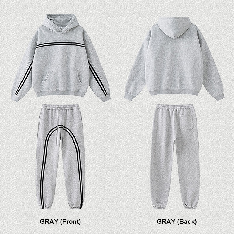 Gray Webbing Tracksuit Set Front & Back View