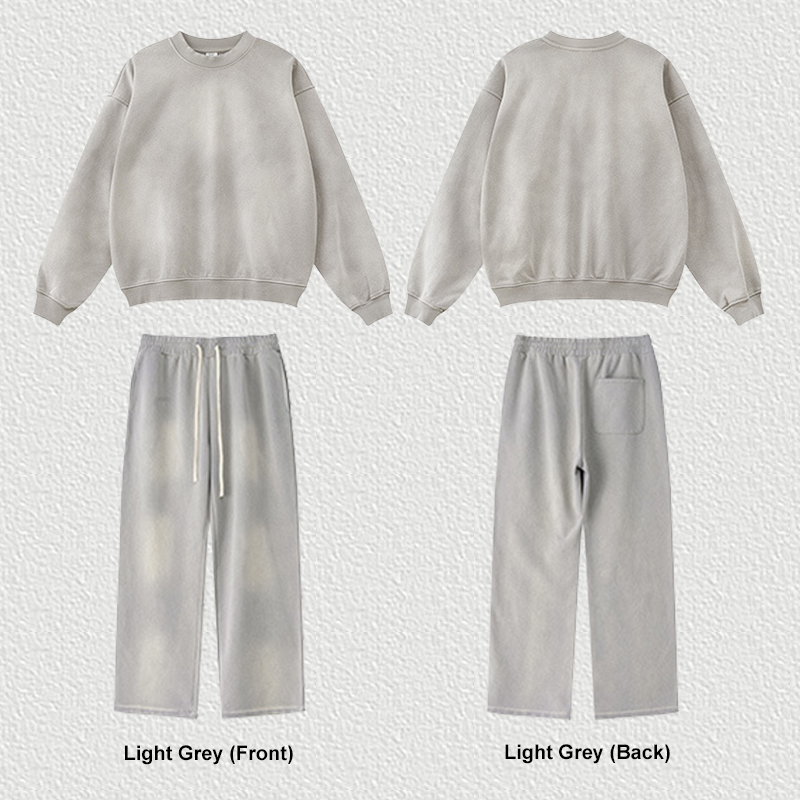 Light Grey Tracksuit Set Front & Back View