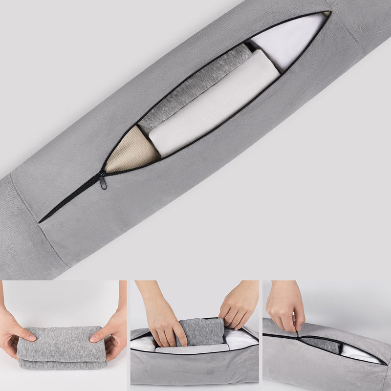 U-shaped travel pillow zipper opening for easy use
