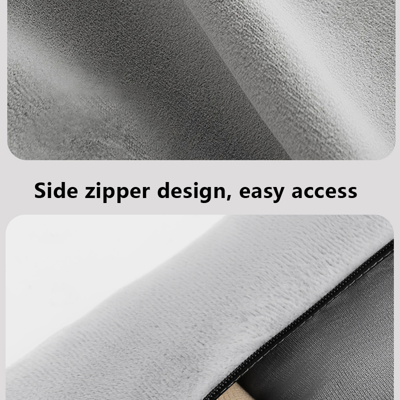 Travel pillow side zipper design for easy access