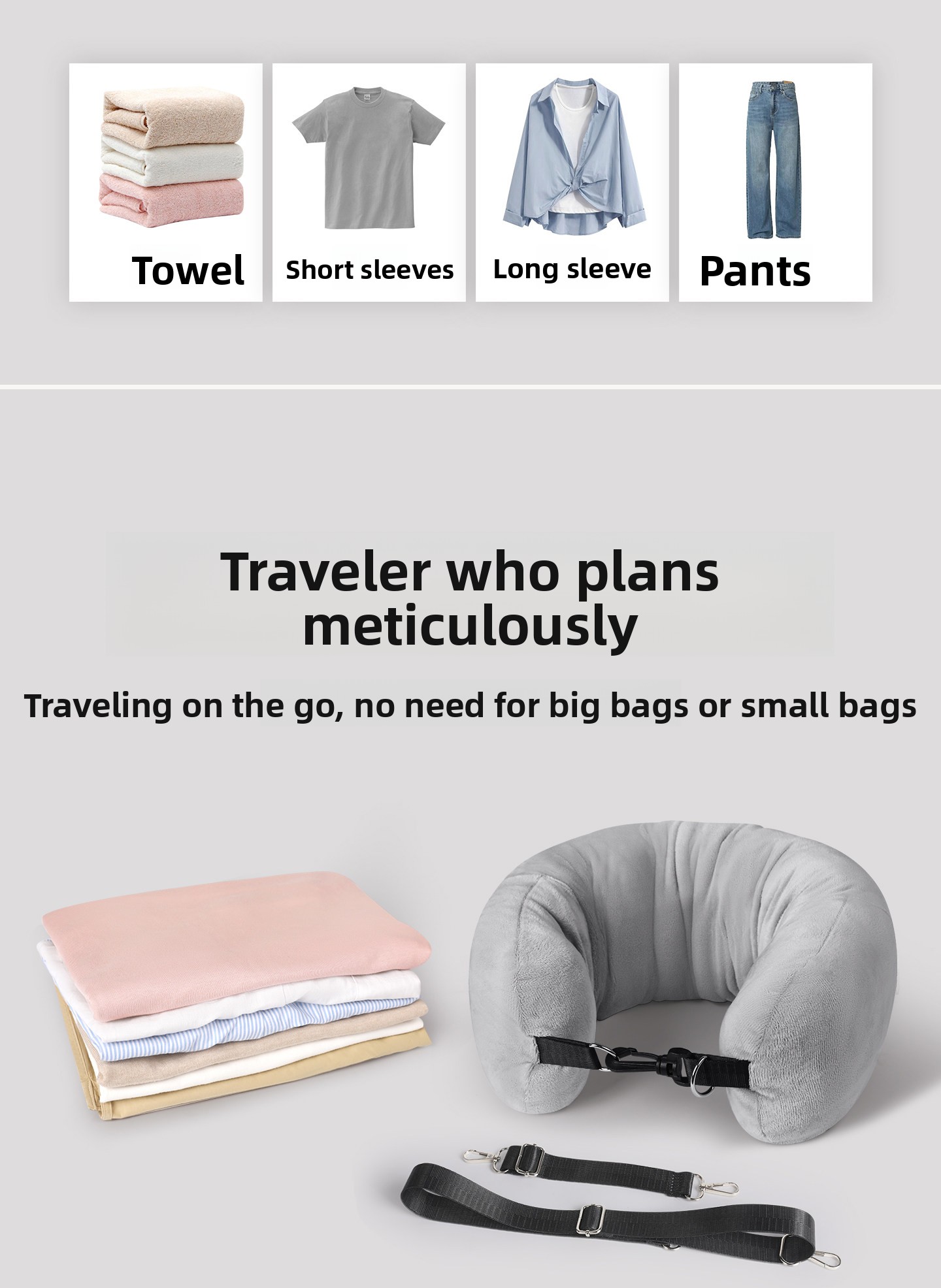 Travel pillow clothes storage for travel organization