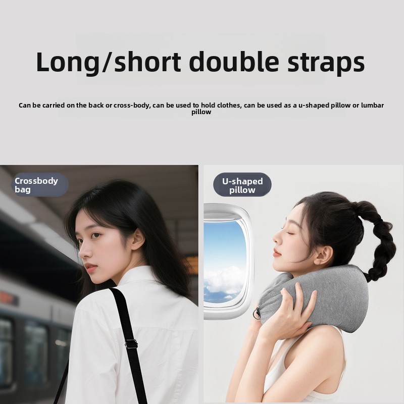 Travel pillow with long and short double straps