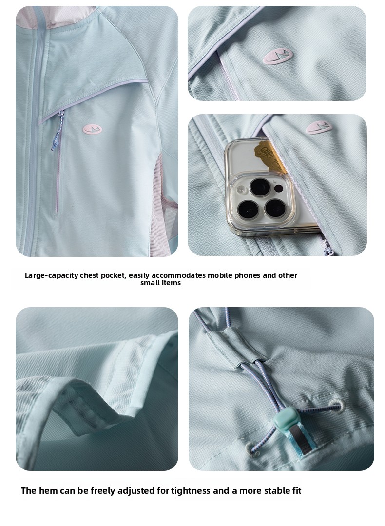 Light Blue Windbreaker Detail Features