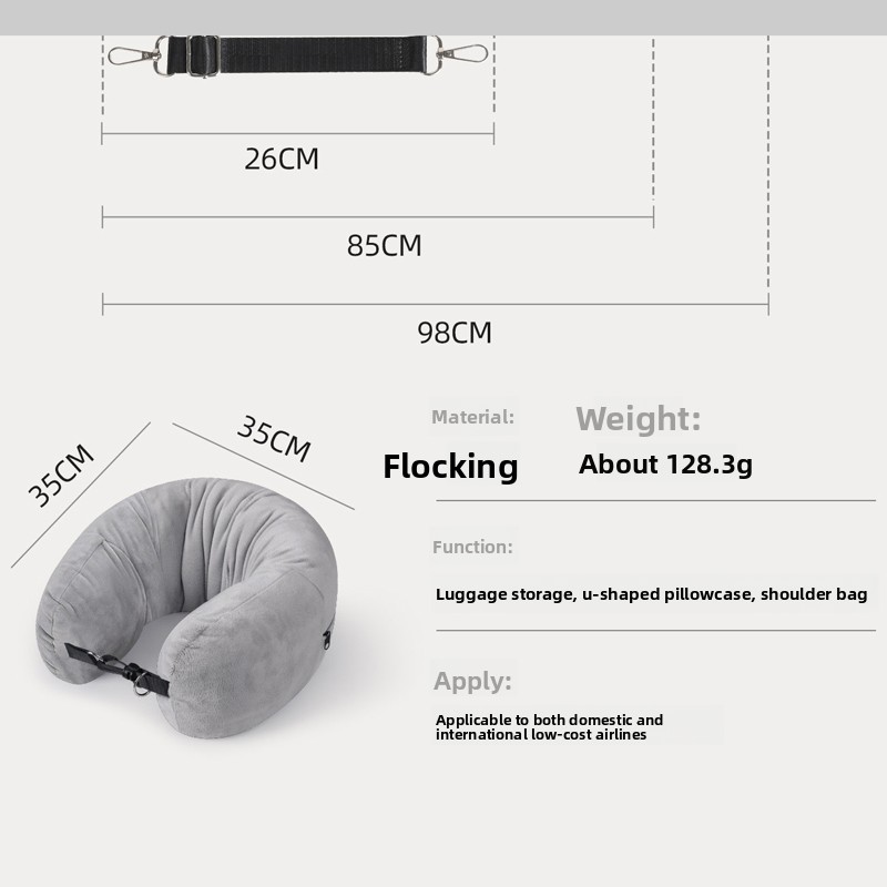 U-shaped travel pillow size specifications