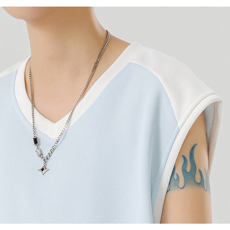 Light Blue Ice Silk Tank Shoulder Detail Shot