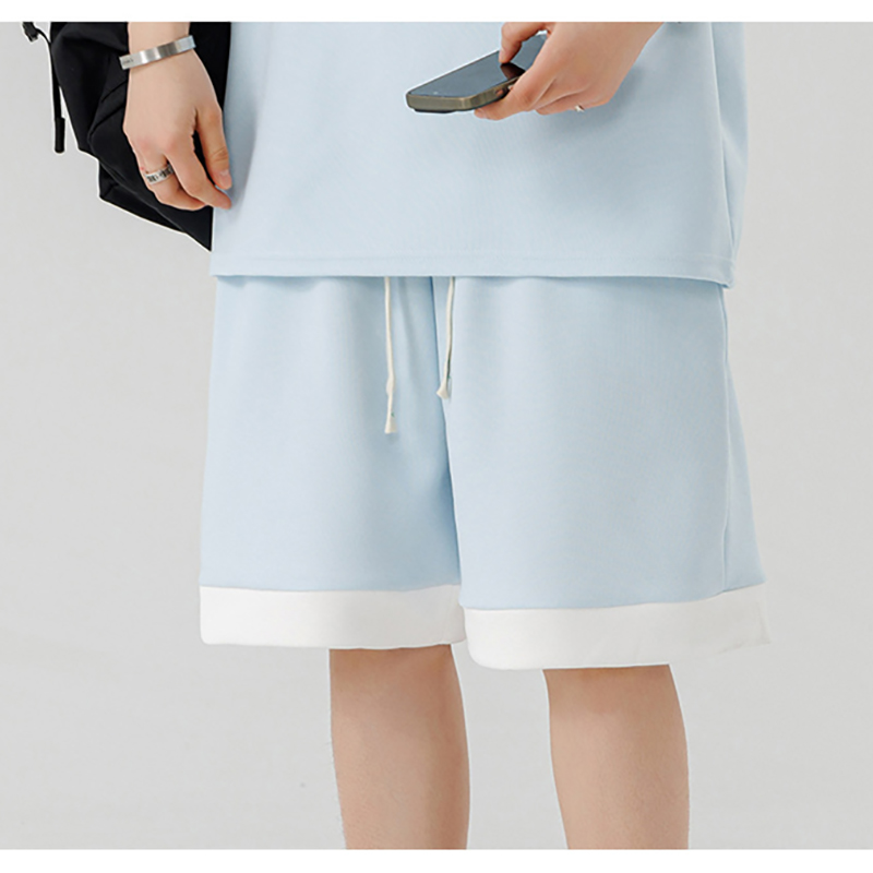 Light Blue Ice Silk Shorts Front Detail Shot