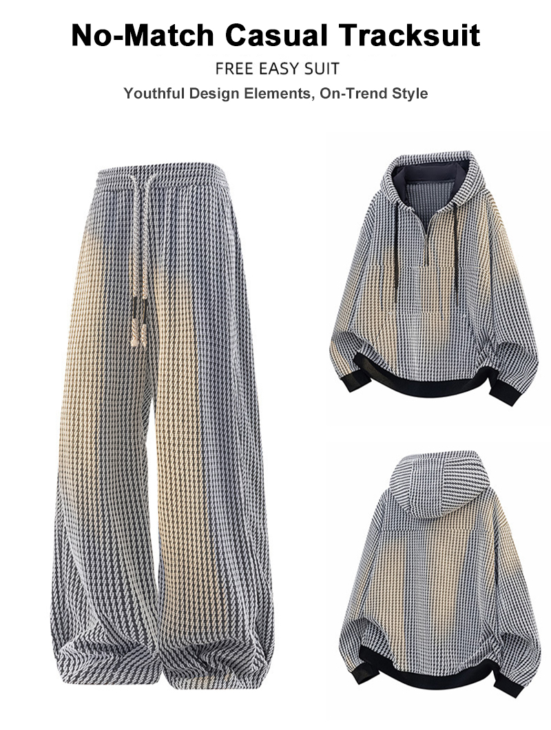 Light Gray Knit Tracksuit Front & Back Details