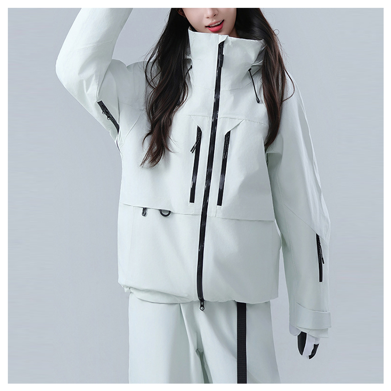 White Couple Waterproof Ski Suit Set