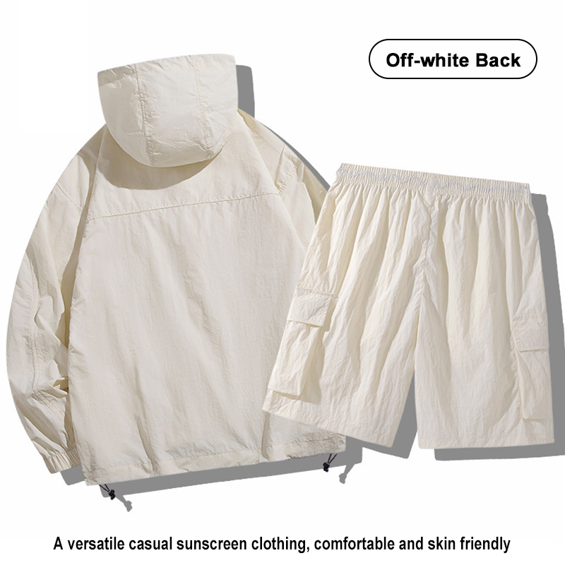 Off White Ice Silk Couple Sun Protection Set Back Flat Lay