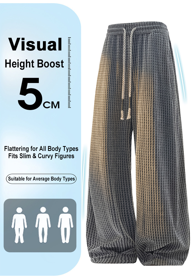 Gradient Waffle Knit Wide Leg Pants