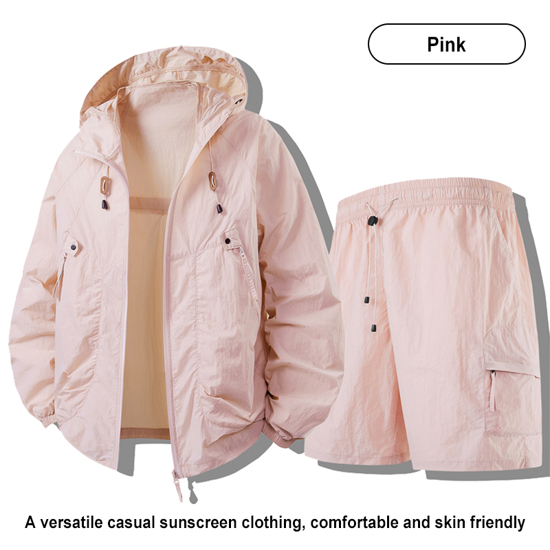 Pink Hooded Couple UV Protection Set