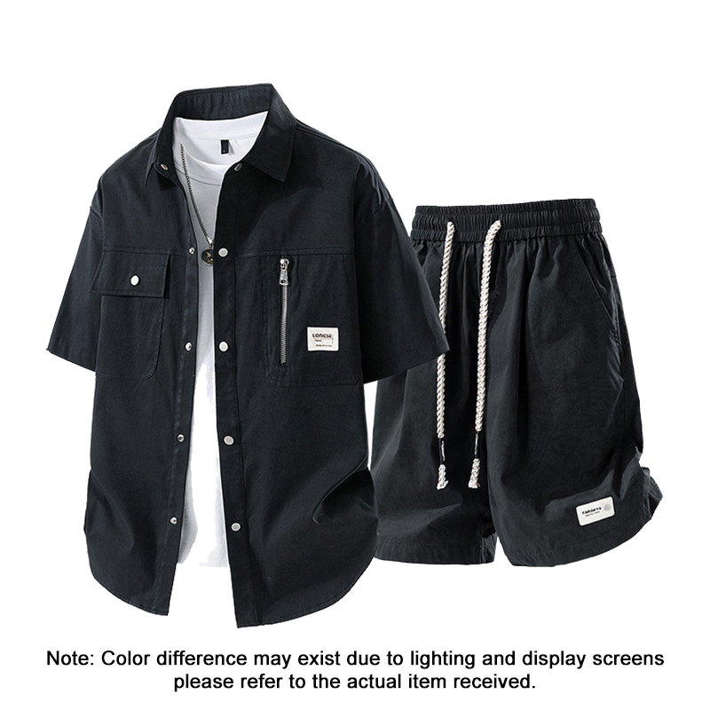 Black Summer Ice Feel Shirt Shorts Set