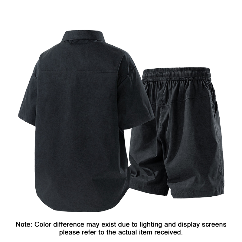 Black Ice Feel Shirt Shorts Set Back View