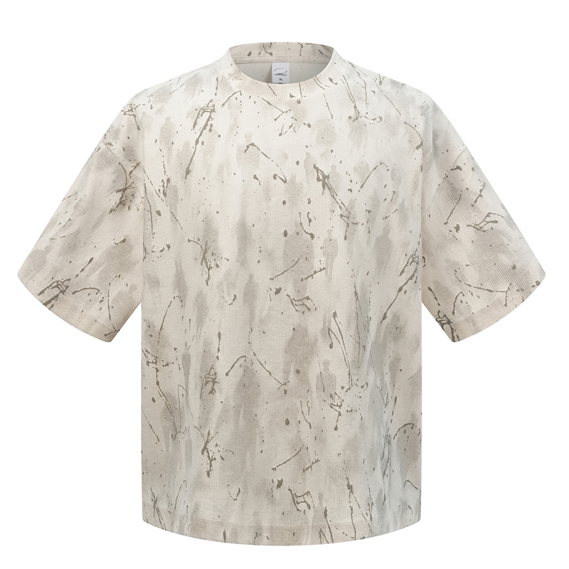Beige Spray Washed T-Shirt Flat Lay