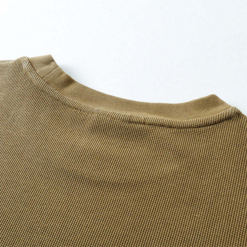 Khaki Waffle Knit Collar Detail