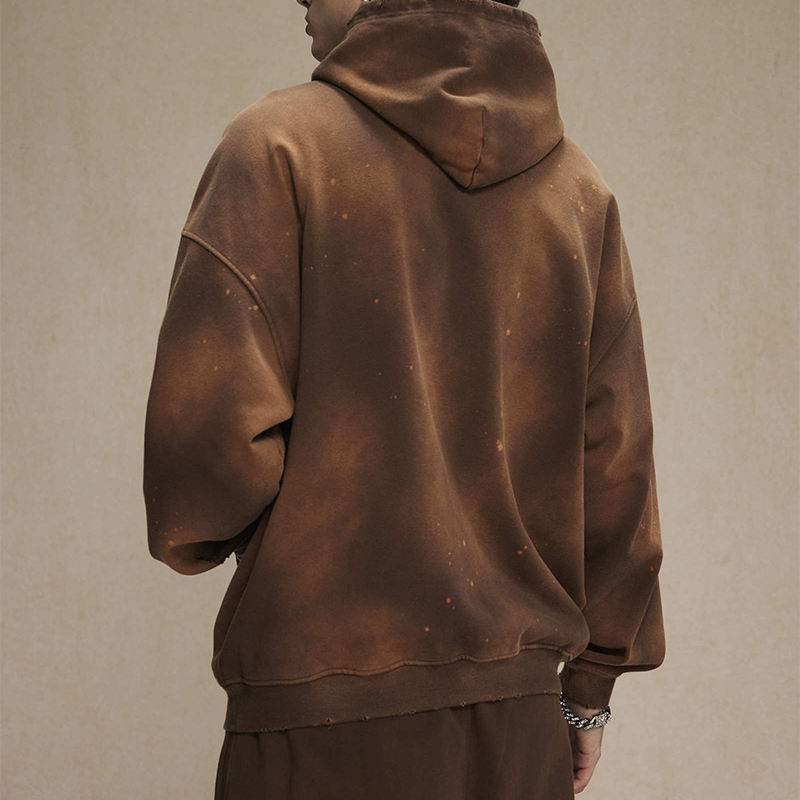 Coffee Splash Ink Distressed Hoodie Back View