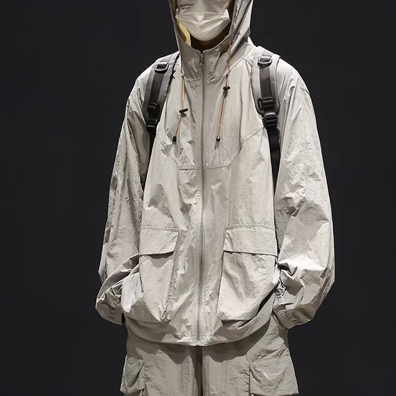 Dark Gray Ice Silk Couple Sun Protection Set