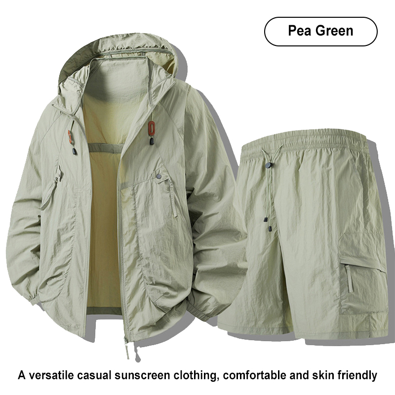 Pea Green Hooded Couple UV Protection Set