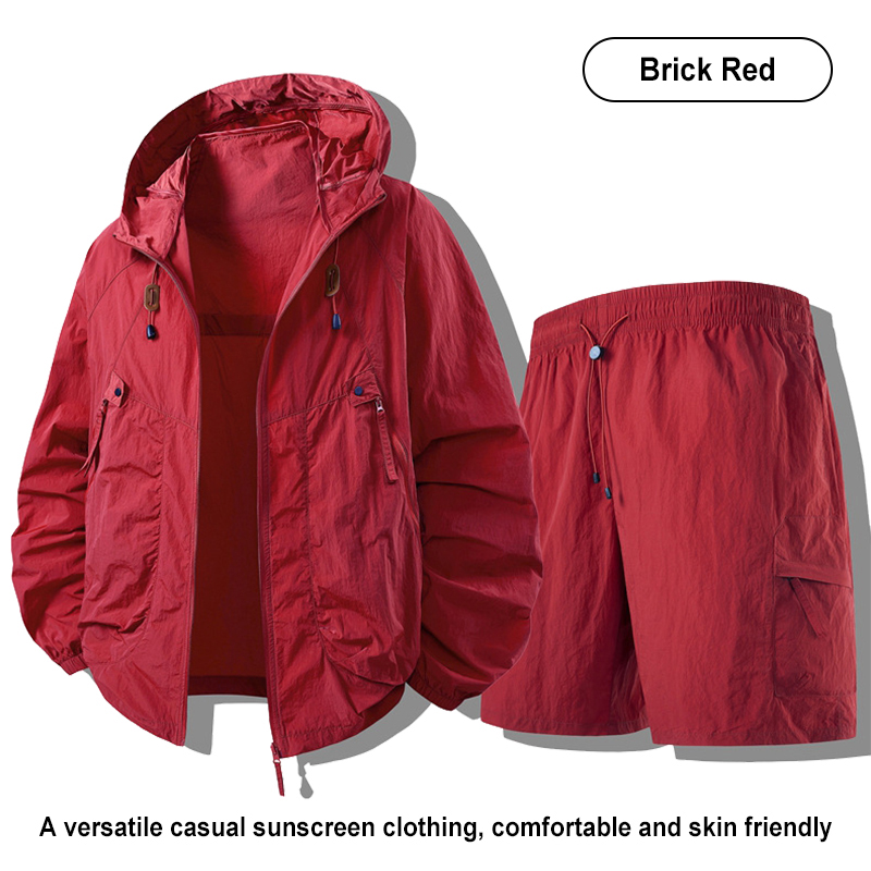 Brick Red Hooded Couple UV Protection Set