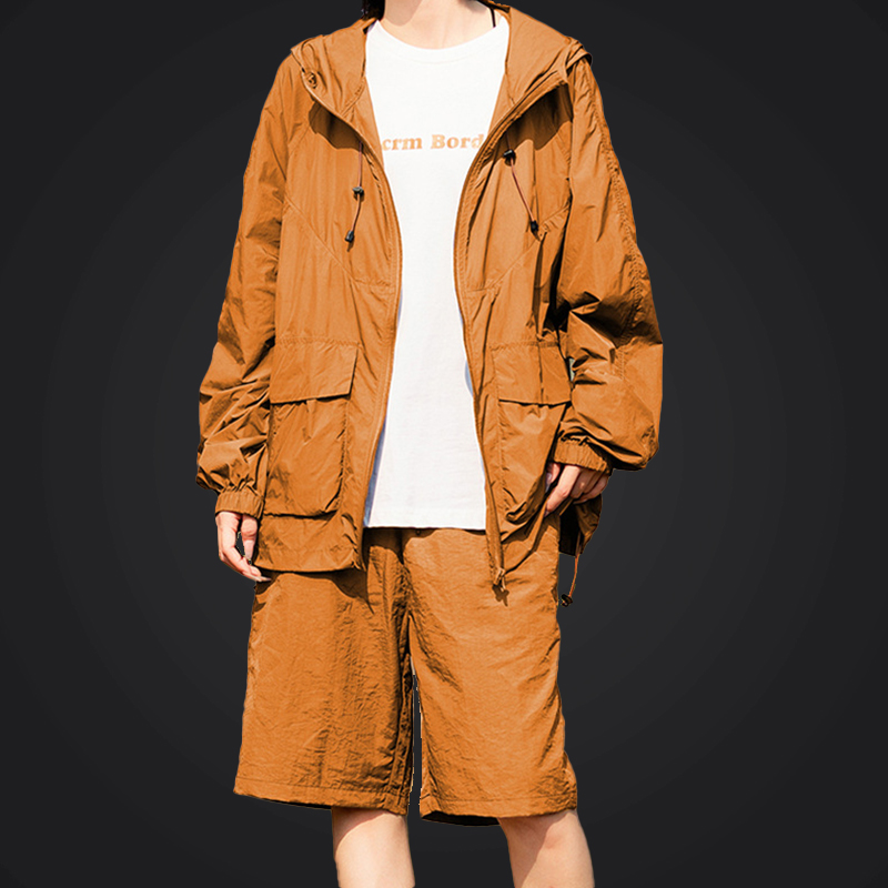 Coffee Yellow Ice Silk Couple Sun Protection Set