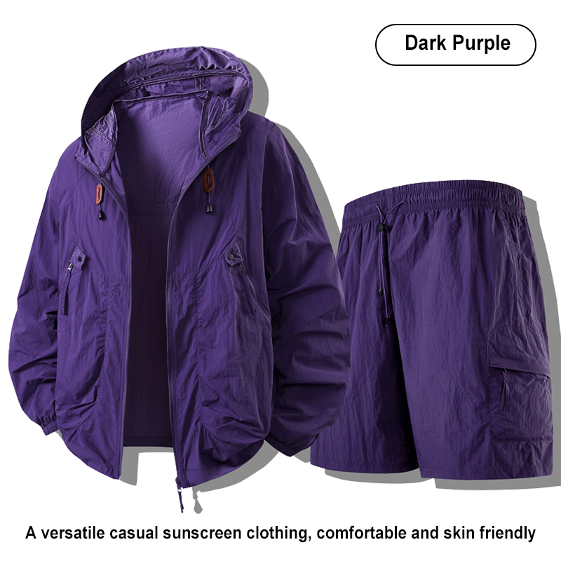 Dark Purple Hooded Couple UV Protection Set