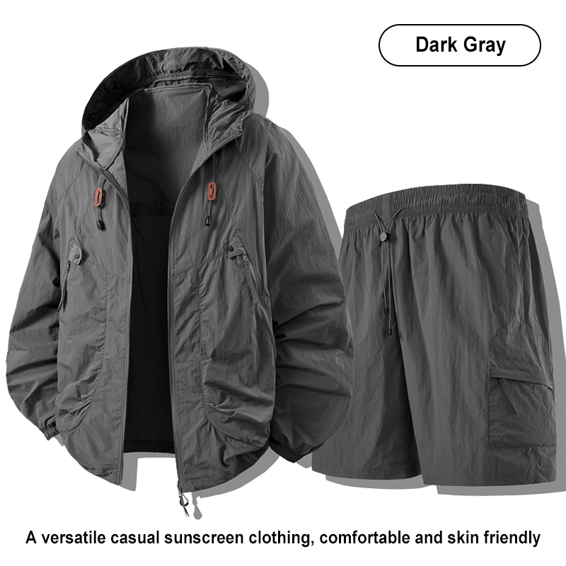Dark Gray Hooded Couple UV Protection Set