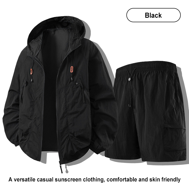 Black Hooded Couple UV Protection Set
