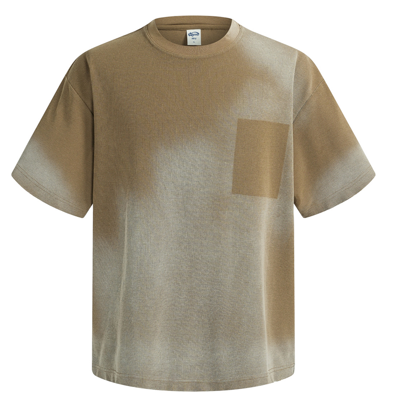 Khaki Gradient Wash Waffle Pocket Tee