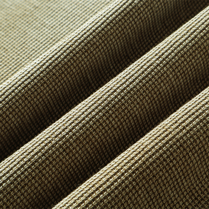 Gradient Khaki Waffle Knit Fabric Closeup