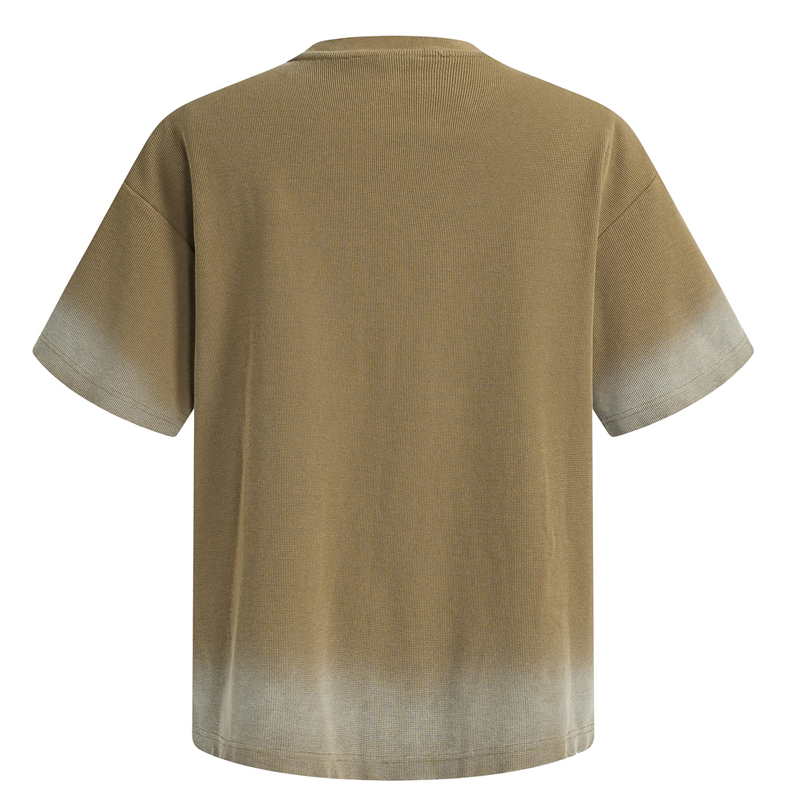Khaki Gradient Wash Waffle Tee Back View