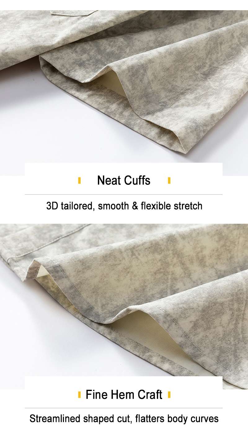 Gray Tie-Dye Cuff & Hem Fabric Close Up