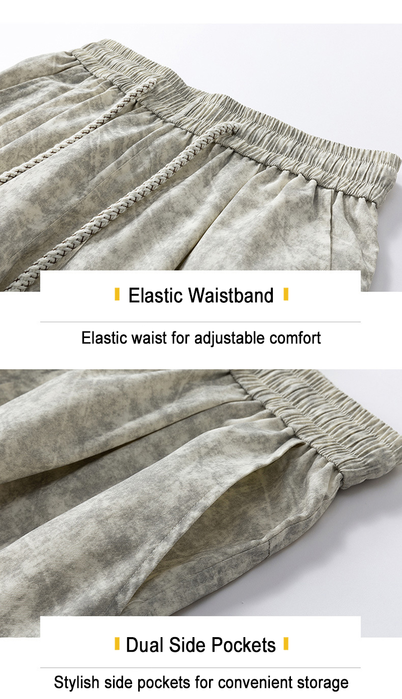 Gray Tie-Dye Shorts Waistband & Pocket Detail