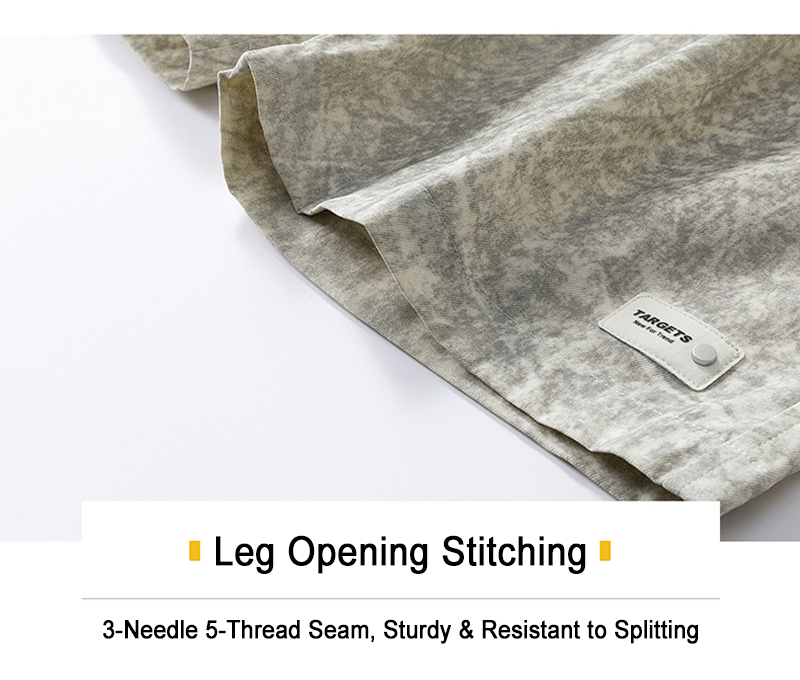 Gray Tie-Dye Shorts Leg Opening Stitching Detail