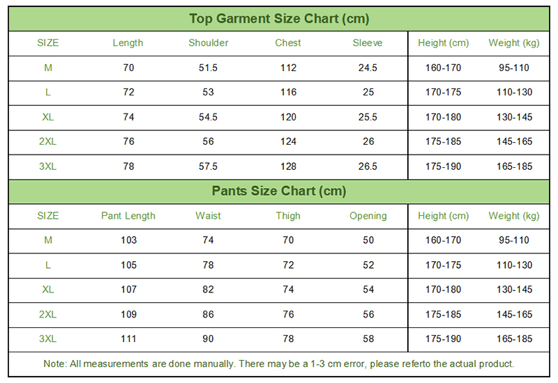 Men's Shirt And Pants Size Chart