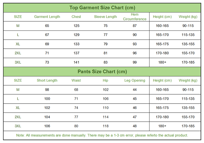 Couple Tracksuit Size Chart For Men And Women