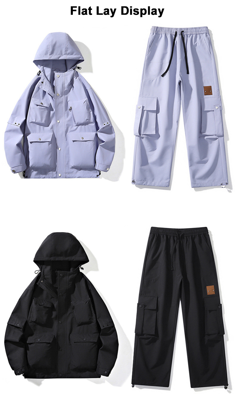 Flat Lay Display Of 2 Colors Couple Cargo Suit