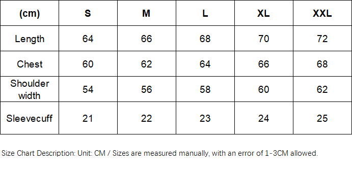 Men's Spray Washed Two-Piece Set Size Chart