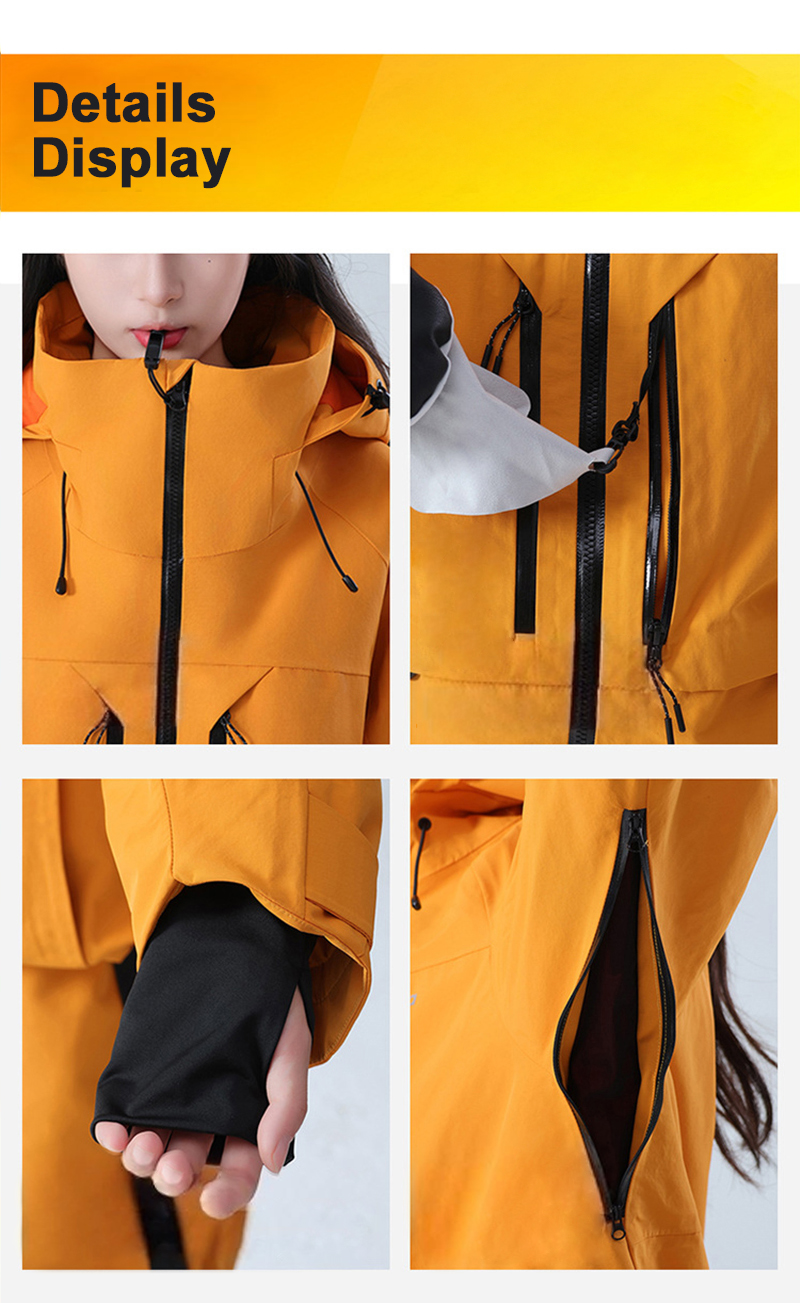 Orange Ski Jacket Multi-detail Display