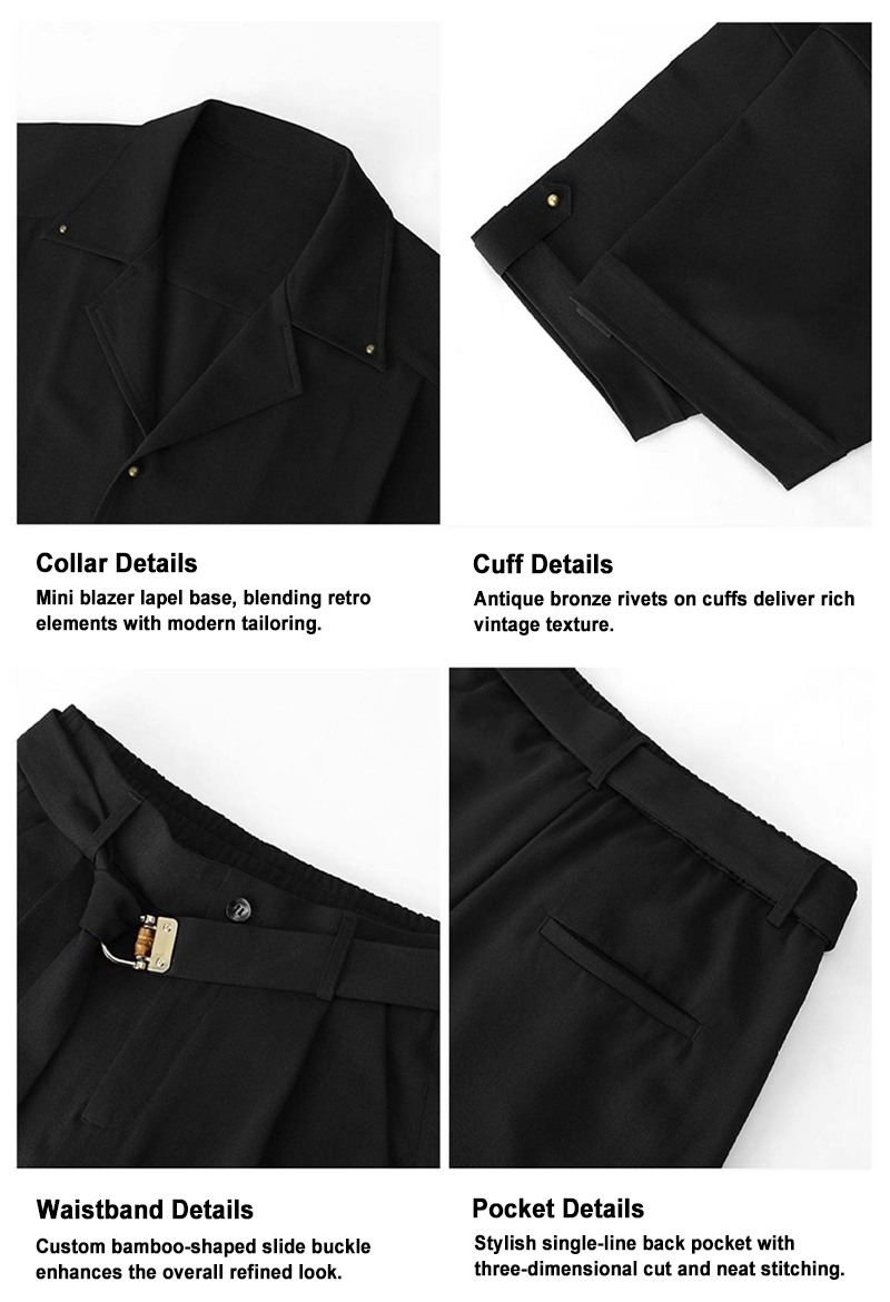 Black Men's Shirt And Pants Set Details