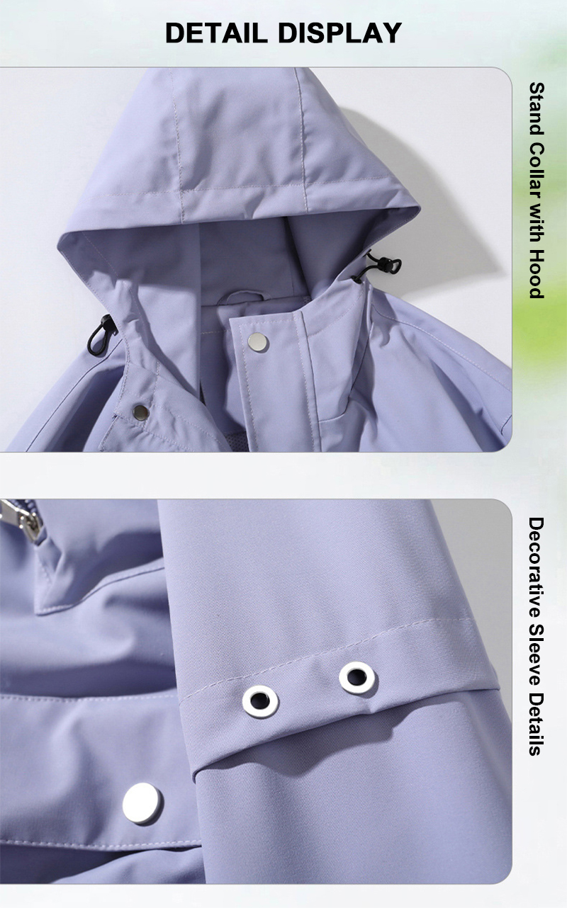 Detail Shot of Hood & Cuff for Purple Cargo Jacket
