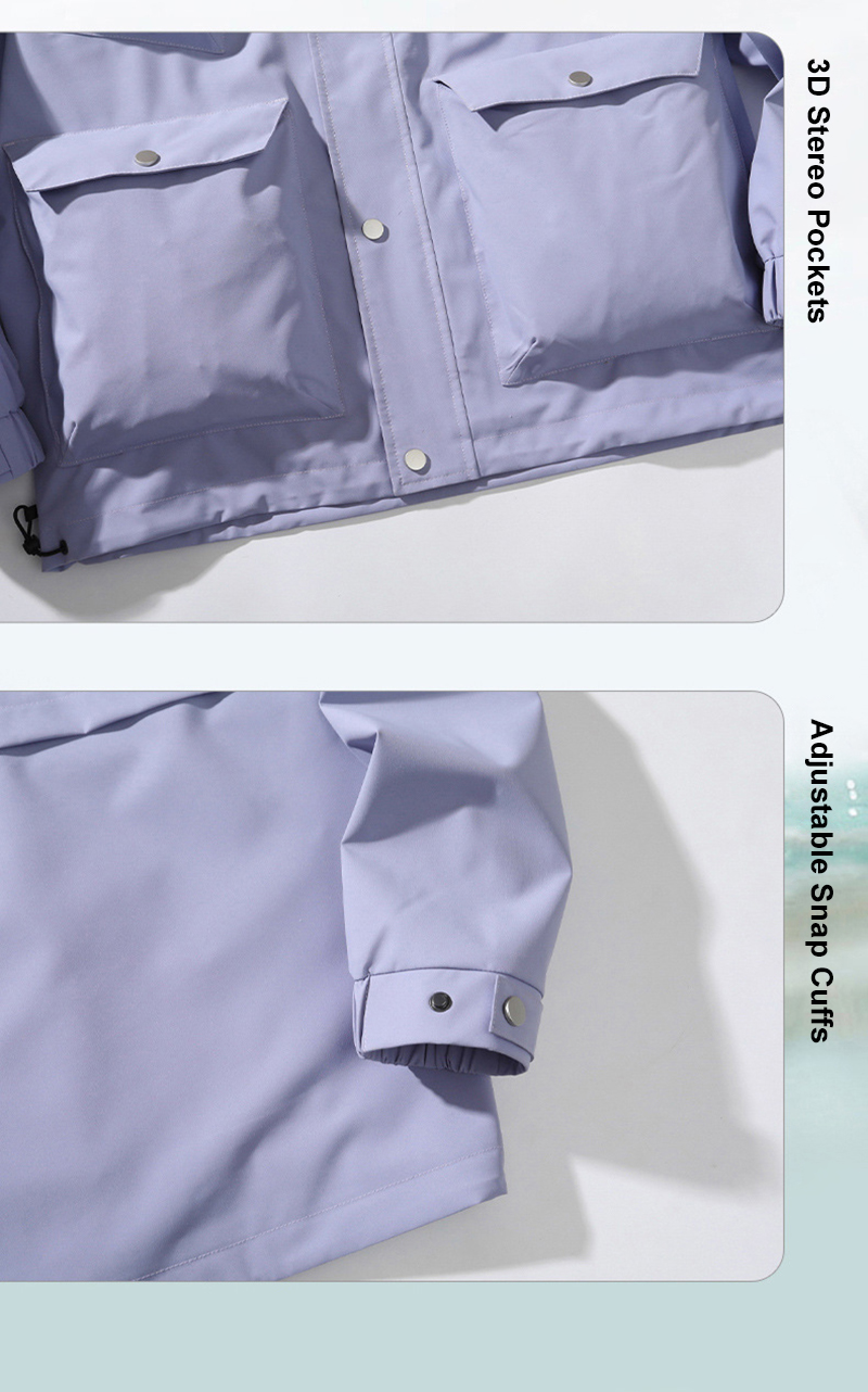 Cargo Pocket & Sleeve Detail of Purple Jacket