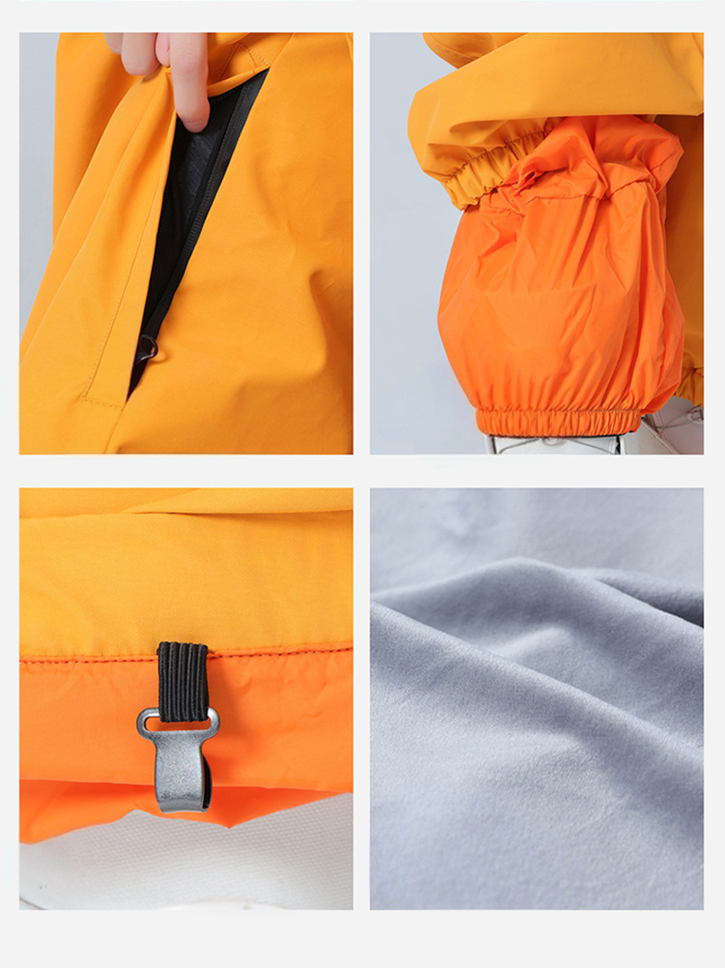 Orange Ski Suit Cuff, Hem & Inner Fabric Detail